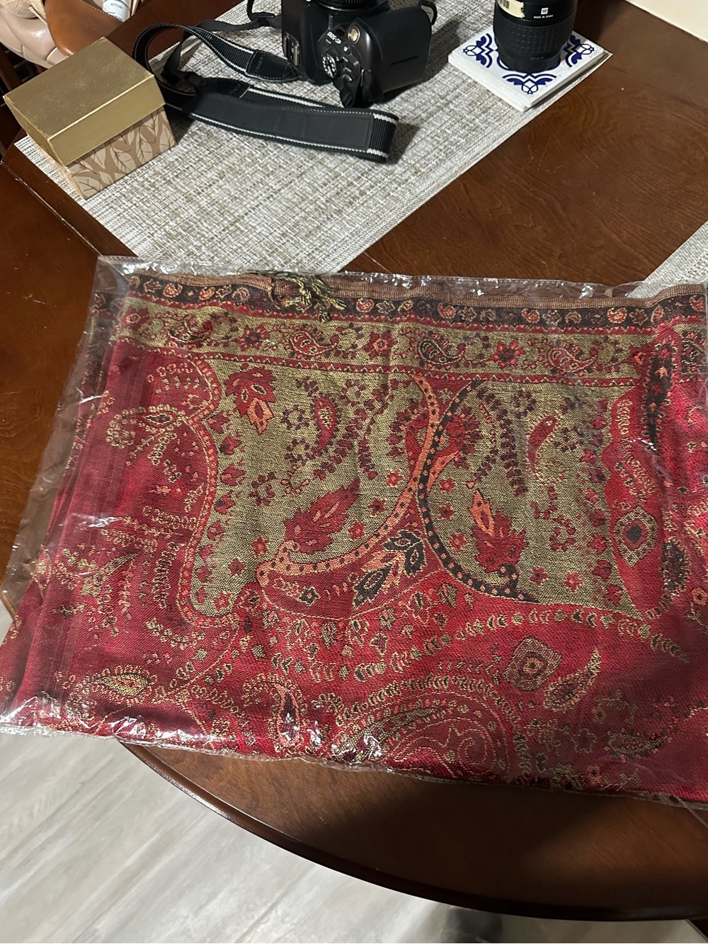 NEW RED PRINT FRINGE SCARVE SCARF PASHMINA WRAP
